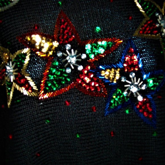 🎄 Vintage Celina Yang Christmas Sweater XXL 1X 2X Pullover Sparkly Sequins - Picture 2 of 4